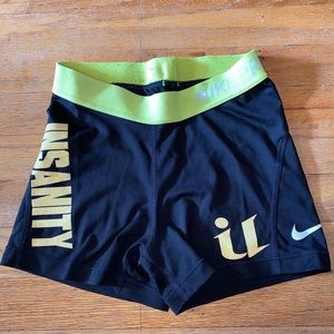 Nike Pro Shorts- neon yellow band with writing